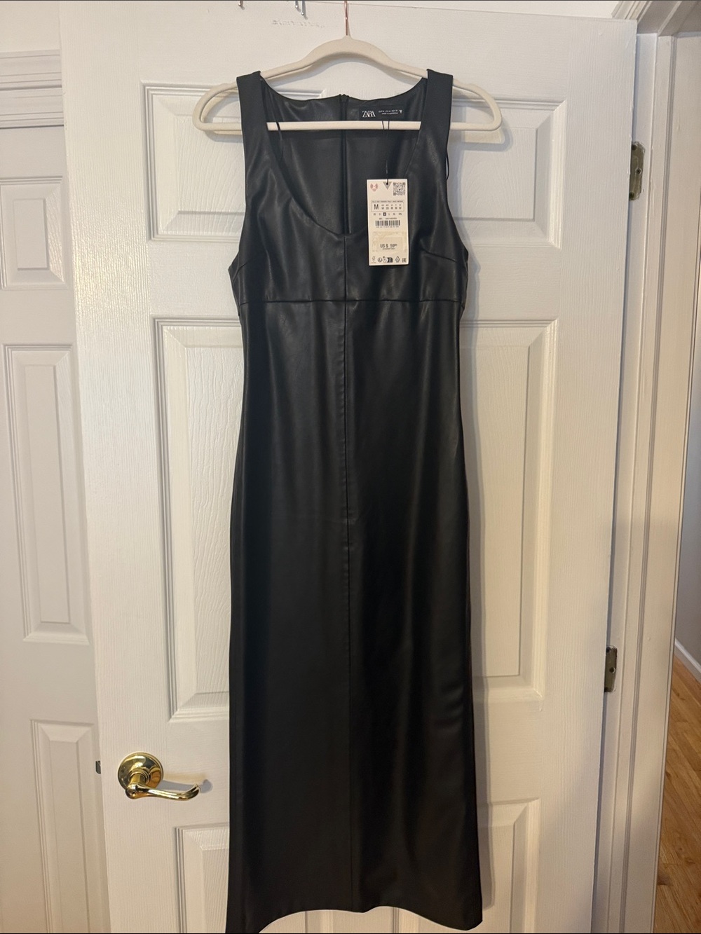 Zara Black Faux Leather Maxi Dress